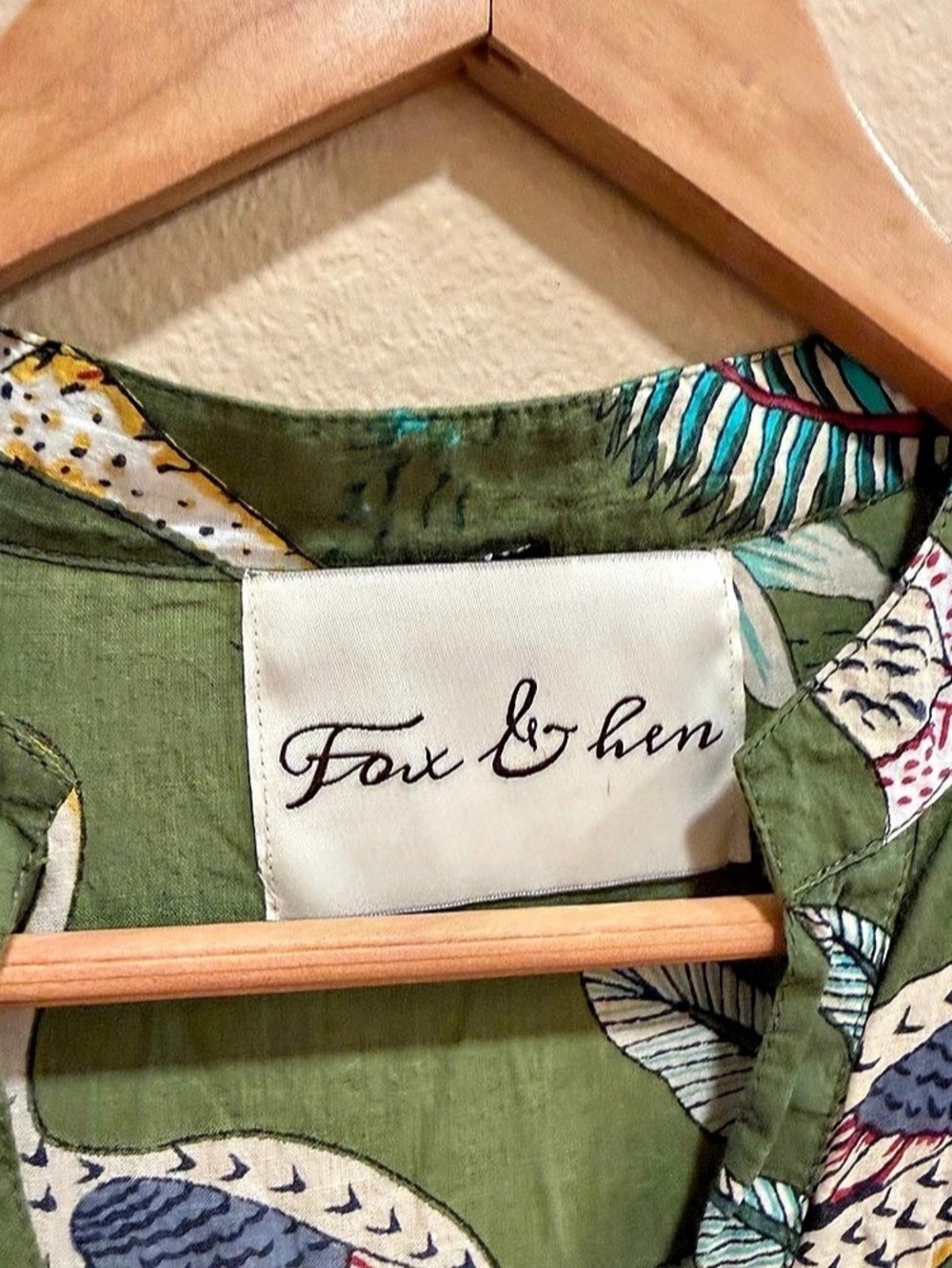 Anthropologie Fox & Hen Animal Print Maxi Dress Cotton in Green Size XL - Picture 15 of 15